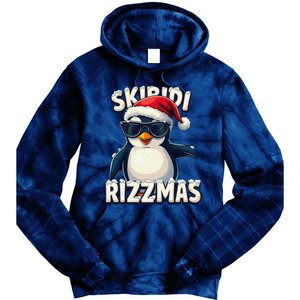 Skibid.I Rizzmas Funny Gen Alpha Slang Christmas Penguin Tie Dye Hoodie