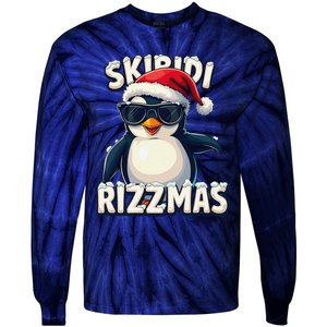 Skibid.I Rizzmas Funny Gen Alpha Slang Christmas Penguin Tie-Dye Long Sleeve Shirt