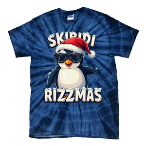 Skibid.I Rizzmas Funny Gen Alpha Slang Christmas Penguin Tie-Dye T-Shirt