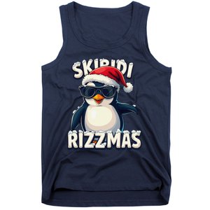 Skibid.I Rizzmas Funny Gen Alpha Slang Christmas Penguin Tank Top