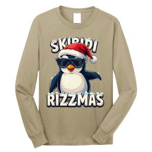 Skibid.I Rizzmas Funny Gen Alpha Slang Christmas Penguin Long Sleeve Shirt