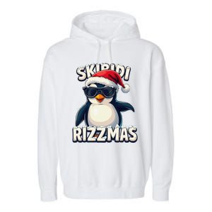 Skibid.I Rizzmas Funny Gen Alpha Slang Christmas Penguin Garment-Dyed Fleece Hoodie