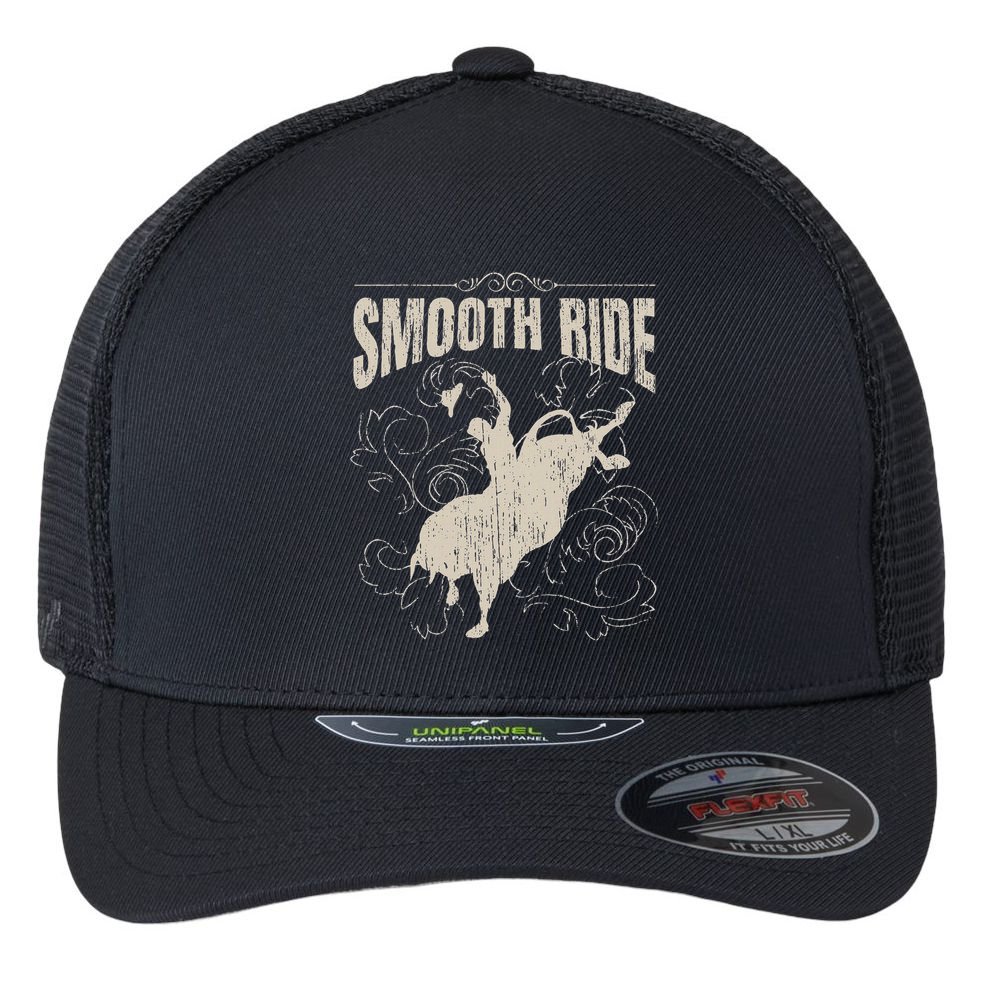 Smooth Ride Funny Rodeo Cool Bull Rider Cowboy Gift Flexfit Unipanel Trucker Cap