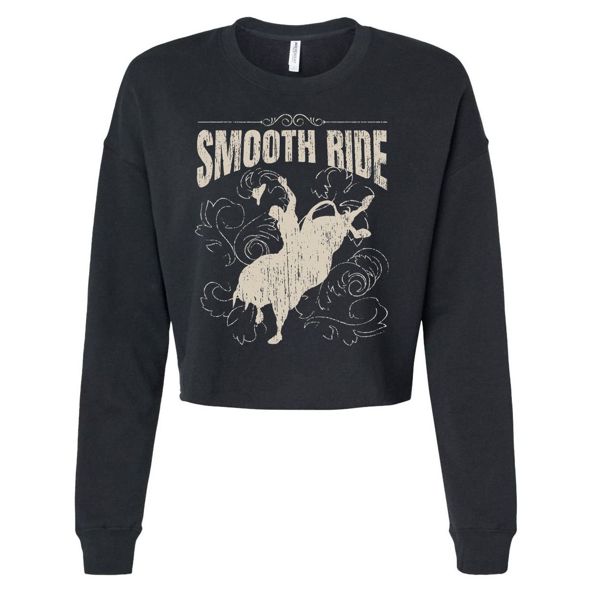 Smooth Ride Funny Rodeo Cool Bull Rider Cowboy Gift Cropped Pullover Crew
