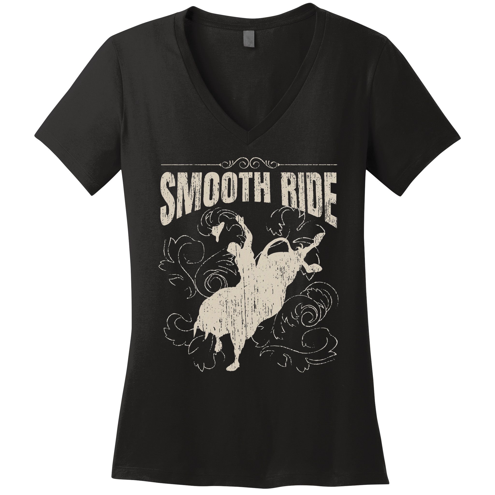 Smooth Ride Funny Rodeo Cool Bull Rider Cowboy Gift Women's V-Neck T-Shirt