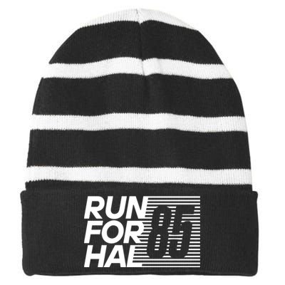 Satoshistore Run For Hal 85 Striped Beanie with Solid Band