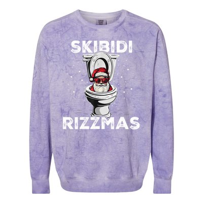 Skibidi Rizzmas Funny Toilet Santa Christmas Colorblast Crewneck Sweatshirt