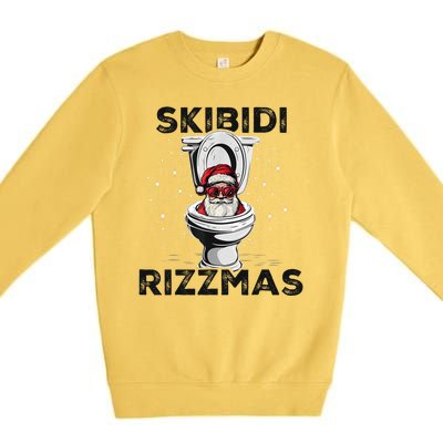 Skibidi Rizzmas Funny Toilet Santa Christmas Premium Crewneck Sweatshirt