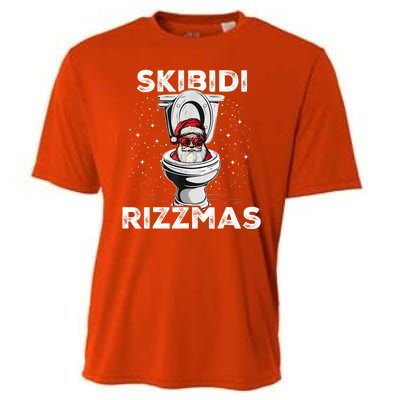 Skibidi Rizzmas Funny Toilet Santa Christmas Cooling Performance Crew T-Shirt