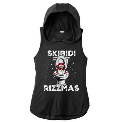 Skibidi Rizzmas Funny Toilet Santa Christmas Ladies PosiCharge Tri-Blend Wicking Draft Hoodie Tank