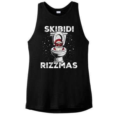 Skibidi Rizzmas Funny Toilet Santa Christmas Ladies PosiCharge Tri-Blend Wicking Tank