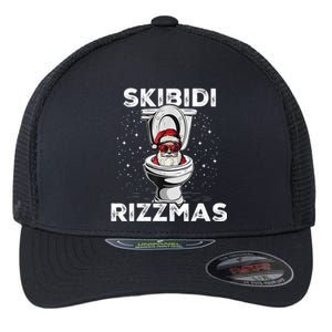 Skibidi Rizzmas Funny Toilet Santa Christmas Flexfit Unipanel Trucker Cap