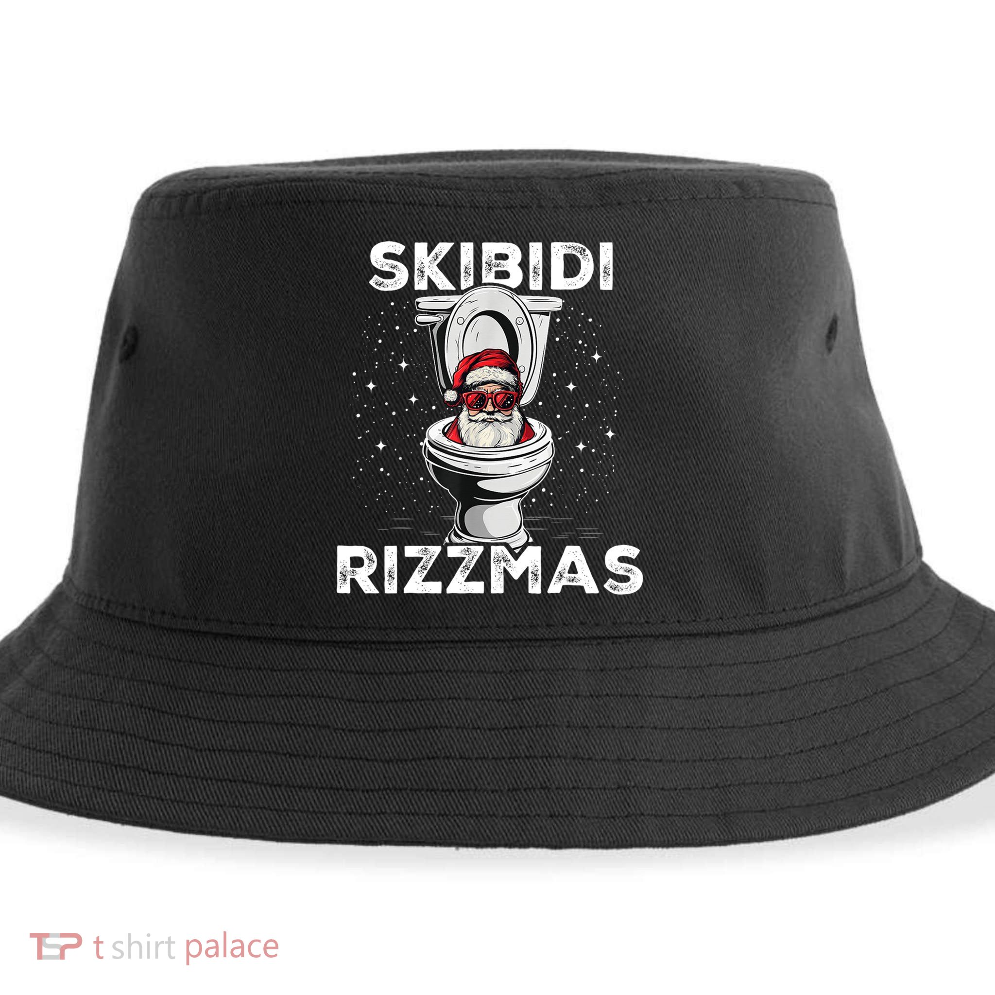 Skibidi Rizzmas Funny Toilet Santa Christmas Sustainable Bucket Hat