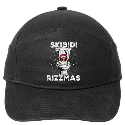 Skibidi Rizzmas Funny Toilet Santa Christmas 7-Panel Snapback Hat