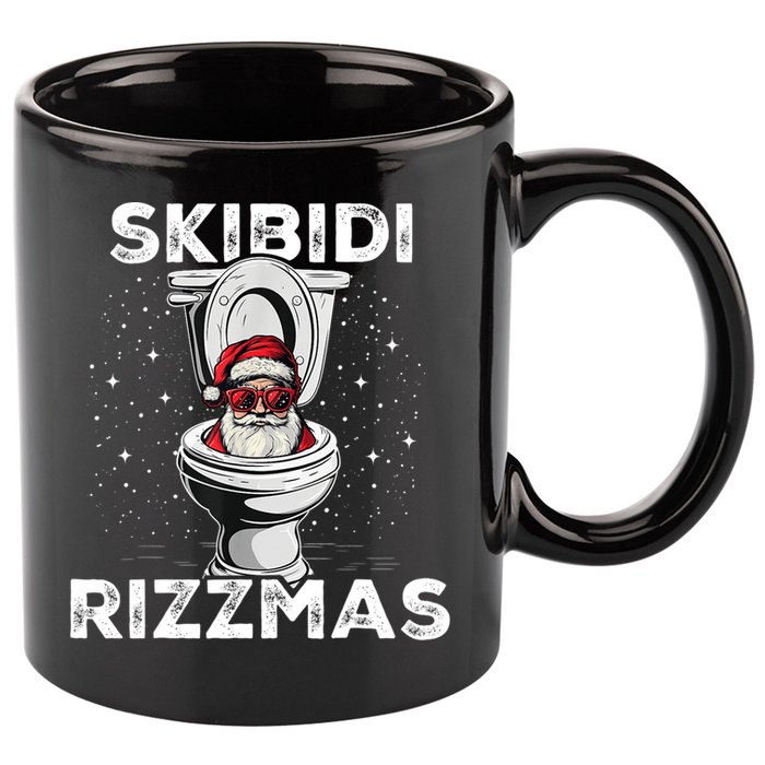 Skibidi Rizzmas Funny Toilet Santa Christmas 11oz C Handle Ceramic Mug