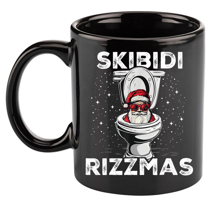 Skibidi Rizzmas Funny Toilet Santa Christmas 11oz C Handle Ceramic Mug