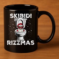 Skibidi Rizzmas Funny Toilet Santa Christmas 11oz C Handle Ceramic Mug