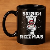 Skibidi Rizzmas Funny Toilet Santa Christmas 11oz C Handle Ceramic Mug