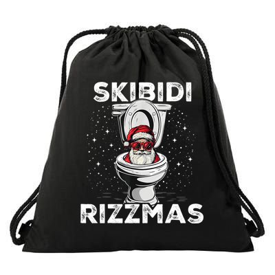 Skibidi Rizzmas Funny Toilet Santa Christmas Drawstring Bag