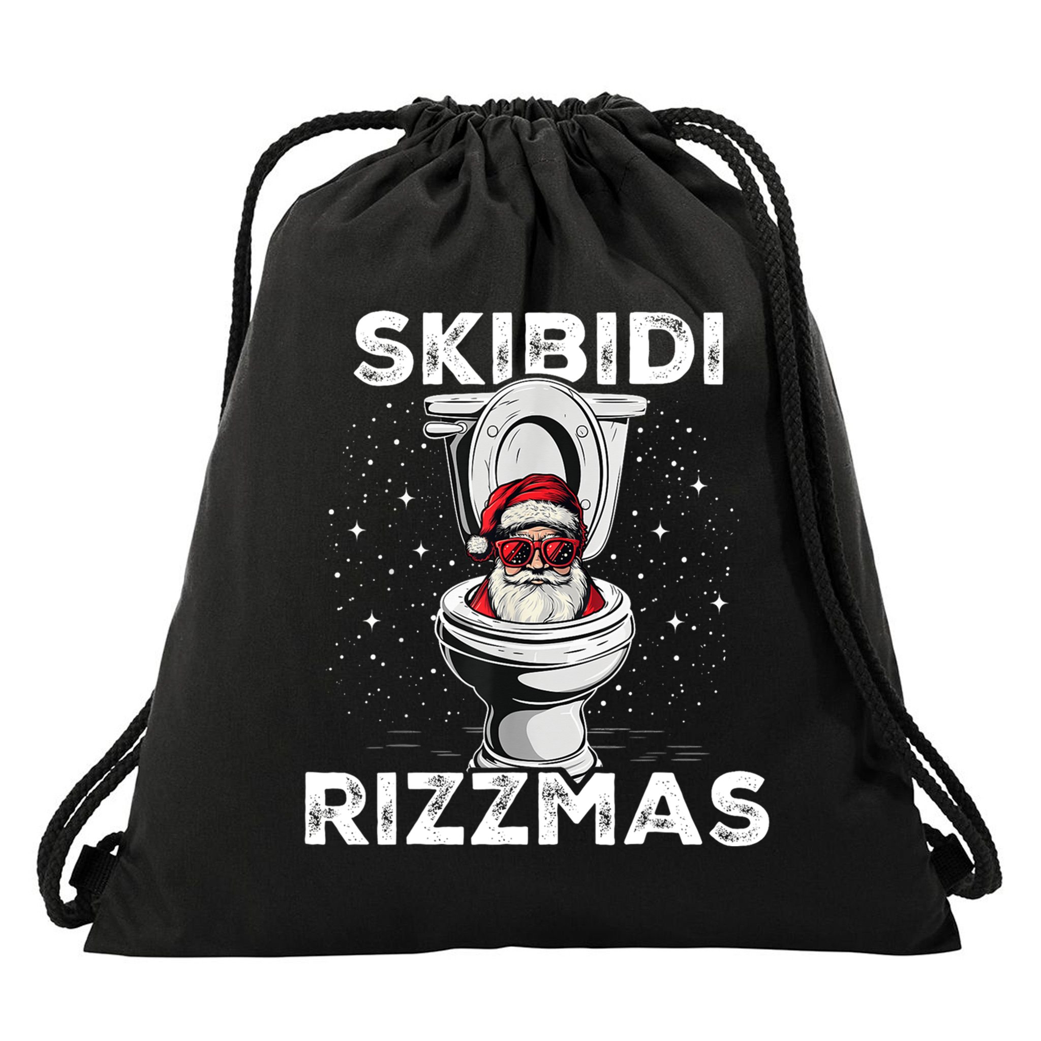 Skibidi Rizzmas Funny Toilet Santa Christmas Drawstring Bag