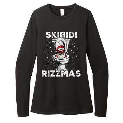 Skibidi Rizzmas Funny Toilet Santa Christmas Womens CVC Long Sleeve Shirt