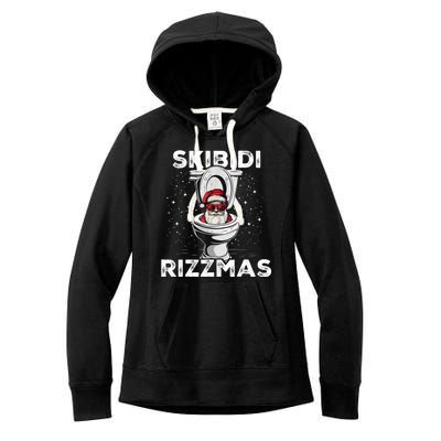 Skibidi Rizzmas Funny Toilet Santa Christmas Women's Fleece Hoodie