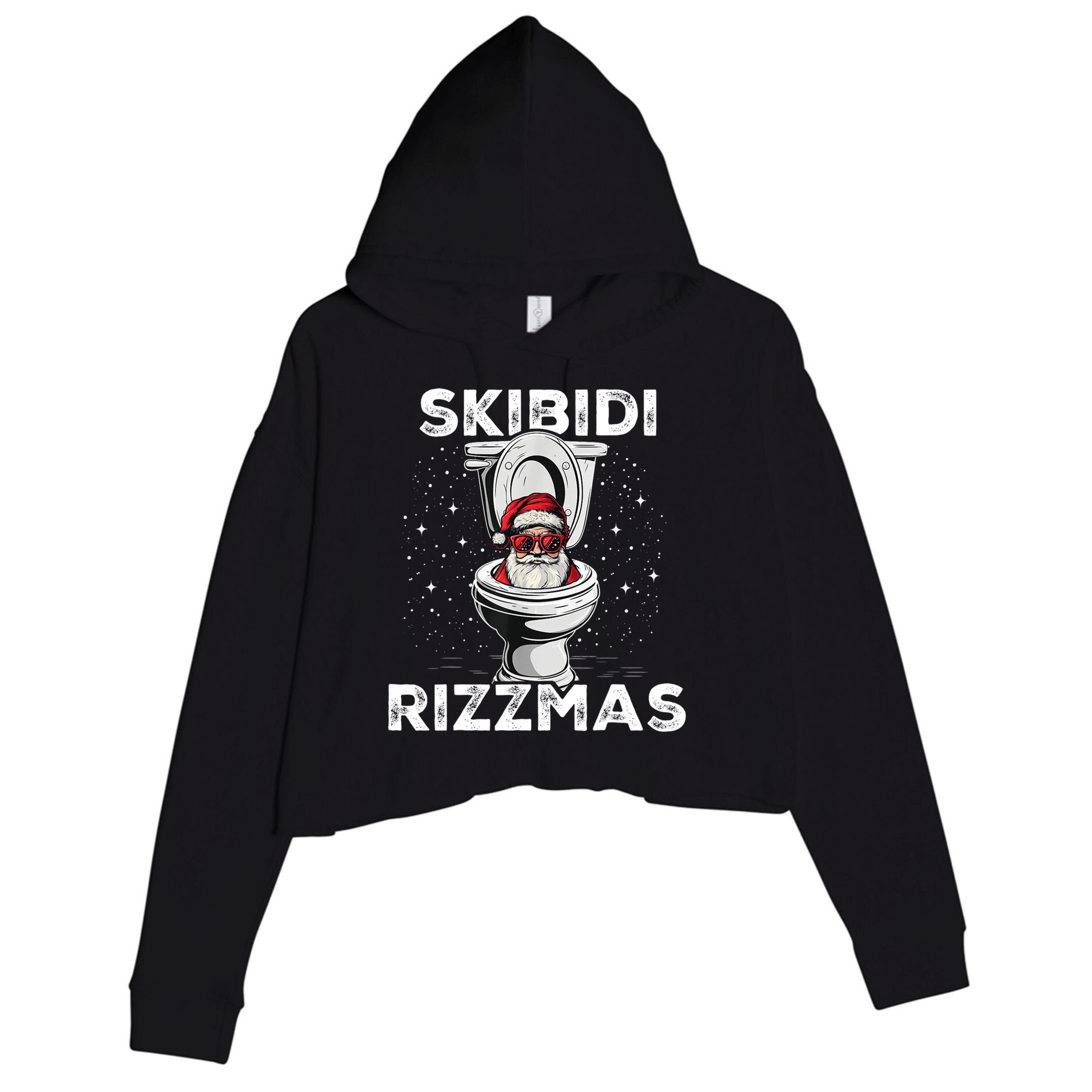 Skibidi Rizzmas Funny Toilet Santa Christmas Crop Fleece Hoodie
