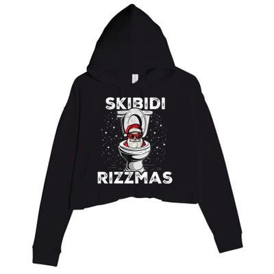 Skibidi Rizzmas Funny Toilet Santa Christmas Crop Fleece Hoodie