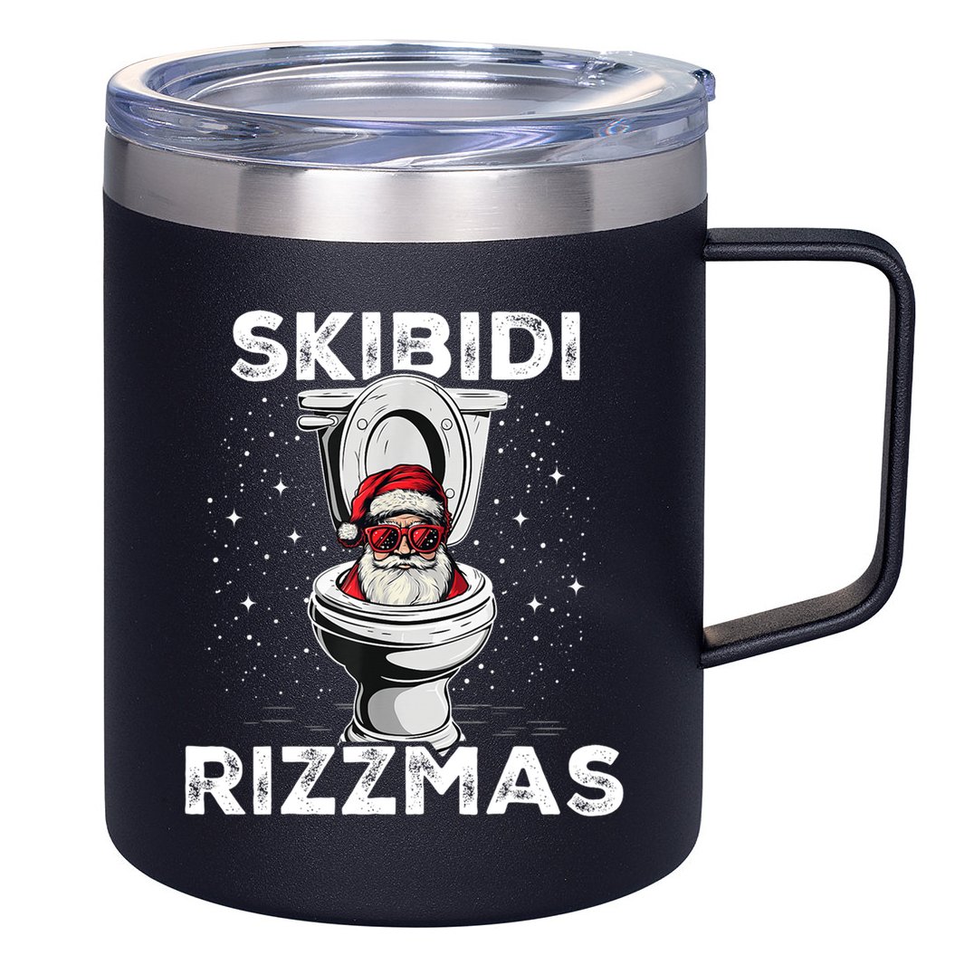 Skibidi Rizzmas Funny Toilet Santa Christmas 12oz Stainless Steel Coffee Mug