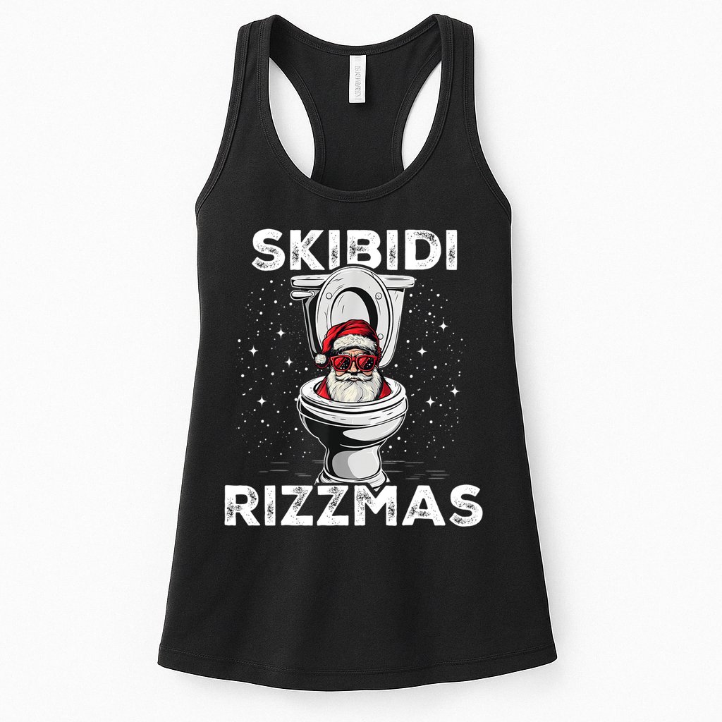 Skibidi Rizzmas Funny Toilet Santa Christmas Womens Tank Top