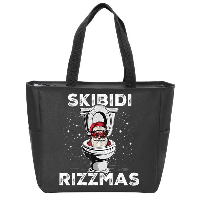 Skibidi Rizzmas Funny Toilet Santa Christmas Zip Tote Bag