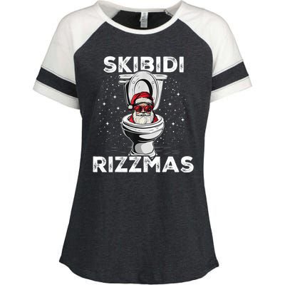 Skibidi Rizzmas Funny Toilet Santa Christmas Enza Ladies Jersey Colorblock Tee