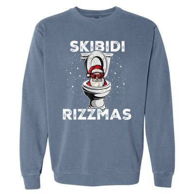 Skibidi Rizzmas Funny Toilet Santa Christmas Garment-Dyed Sweatshirt