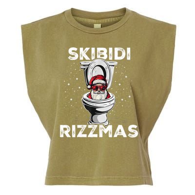 Skibidi Rizzmas Funny Toilet Santa Christmas Garment-Dyed Women's Muscle Tee