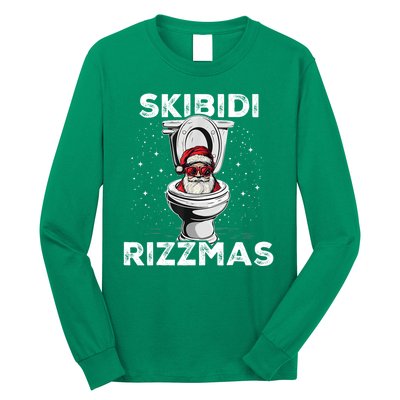 Skibidi Rizzmas Funny Toilet Santa Christmas Long Sleeve Shirt