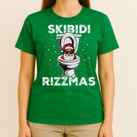 Skibidi Rizzmas Funny Toilet Santa Christmas T-Shirt