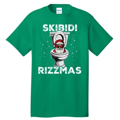 Skibidi Rizzmas Funny Toilet Santa Christmas Tall T-Shirt