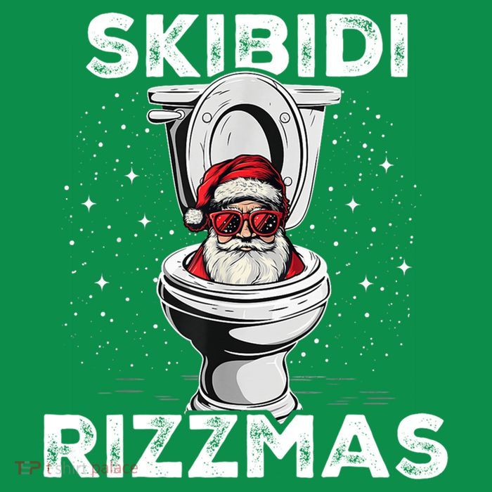 Skibidi Rizzmas Funny Toilet Santa Christmas Tall T-Shirt