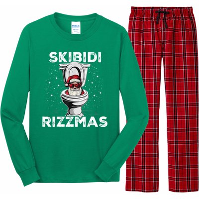 Skibidi Rizzmas Funny Toilet Santa Christmas Long Sleeve Pajama Set