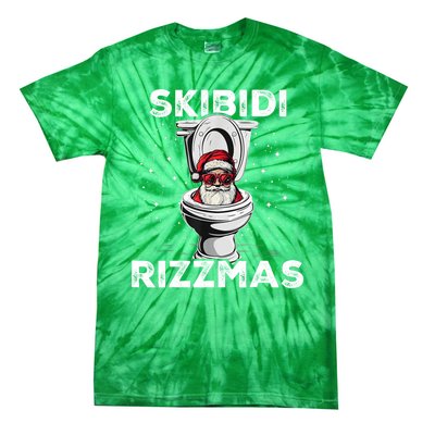 Skibidi Rizzmas Funny Toilet Santa Christmas Tie-Dye T-Shirt