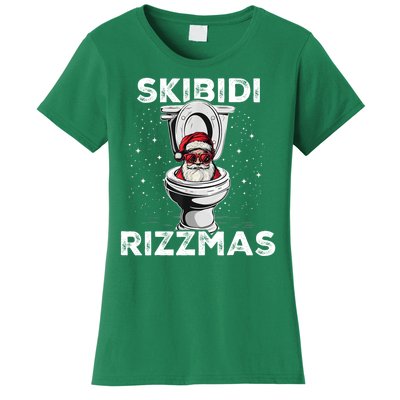 Skibidi Rizzmas Funny Toilet Santa Christmas Women's T-Shirt