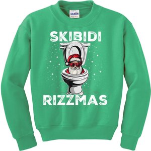 Skibidi Rizzmas Funny Toilet Santa Christmas Kids Sweatshirt