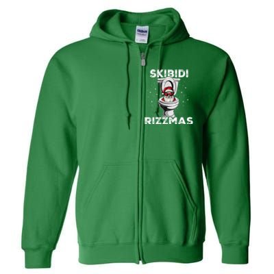 Skibidi Rizzmas Funny Toilet Santa Christmas Full Zip Hoodie