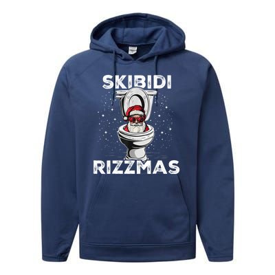 Skibidi Rizzmas Funny Toilet Santa Christmas Performance Fleece Hoodie