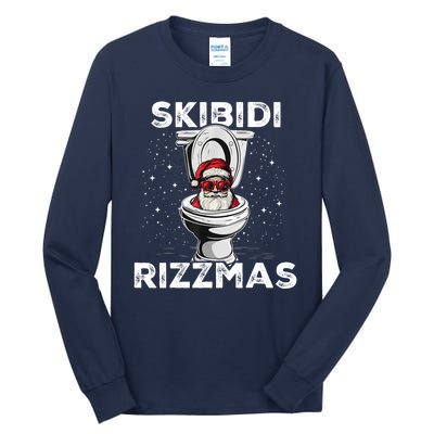 Skibidi Rizzmas Funny Toilet Santa Christmas Tall Long Sleeve T-Shirt