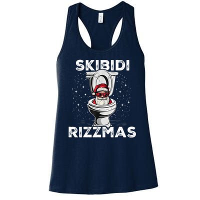 Skibidi Rizzmas Funny Toilet Santa Christmas Women's Racerback Tank