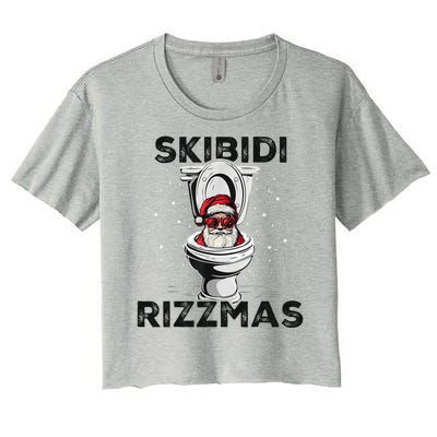 Skibidi Rizzmas Funny Toilet Santa Christmas Women's Crop Top Tee