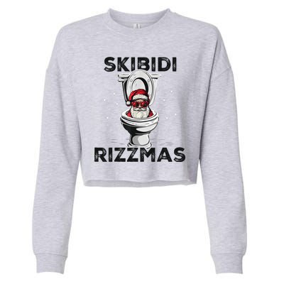 Skibidi Rizzmas Funny Toilet Santa Christmas Cropped Pullover Crew