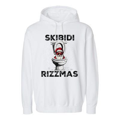 Skibidi Rizzmas Funny Toilet Santa Christmas Garment-Dyed Fleece Hoodie