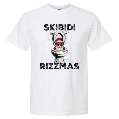 Skibidi Rizzmas Funny Toilet Santa Christmas Garment-Dyed Heavyweight T-Shirt